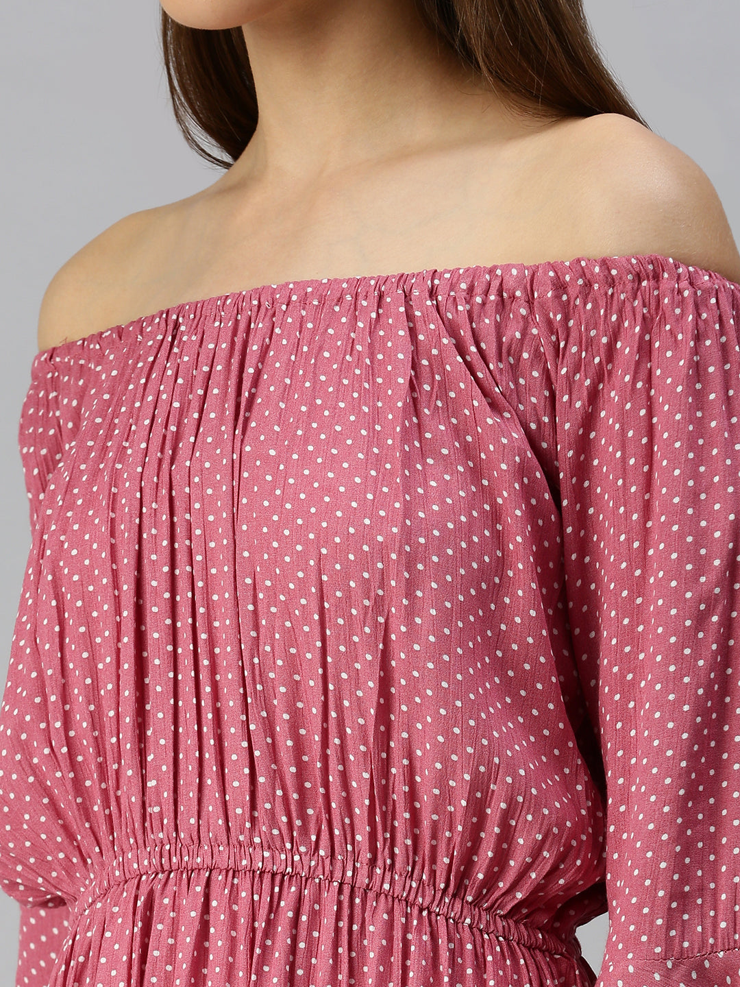 Women's Pink Off-Shoulder Dress