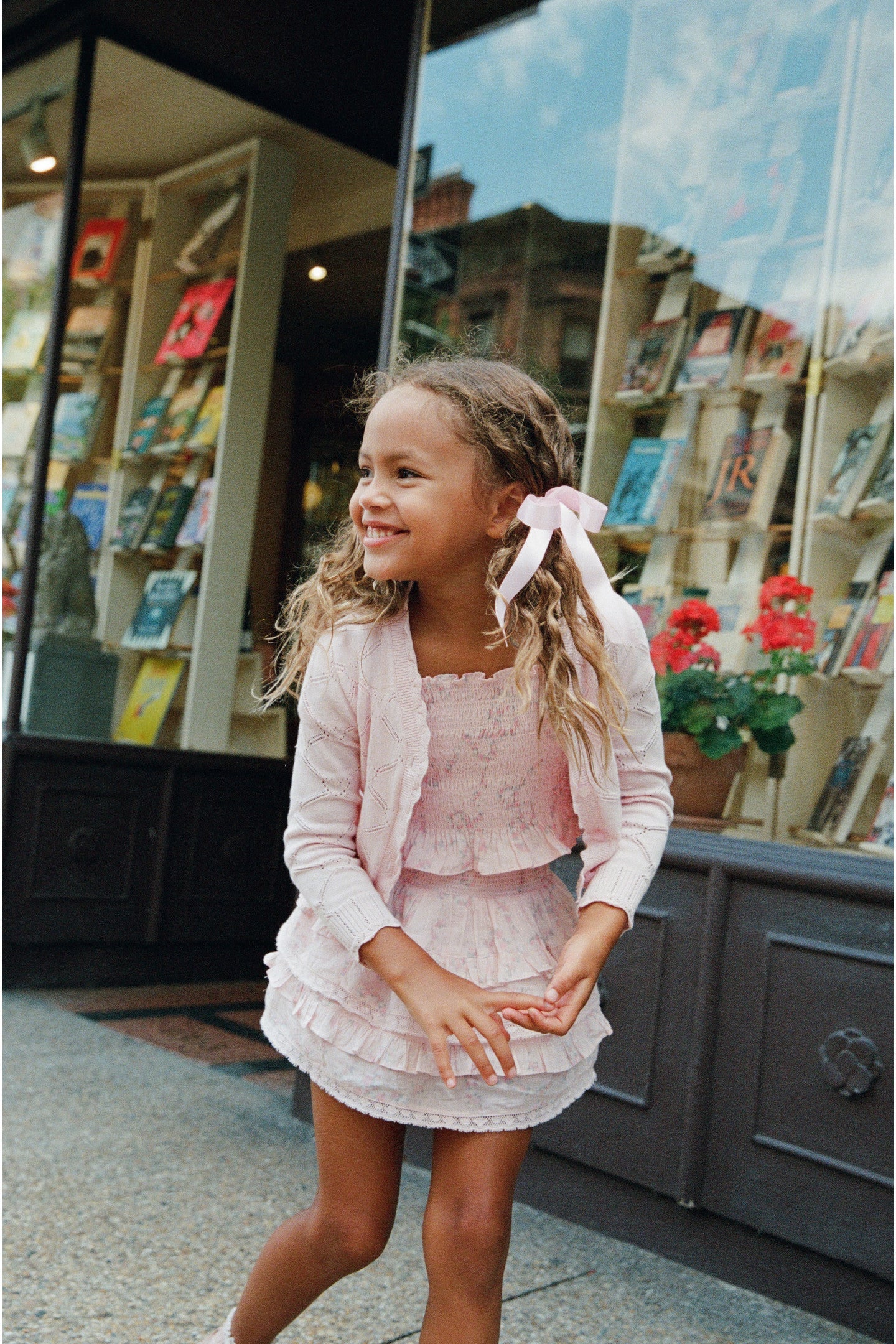 Girls Barlene Cotton Heart Argyle Cardigan