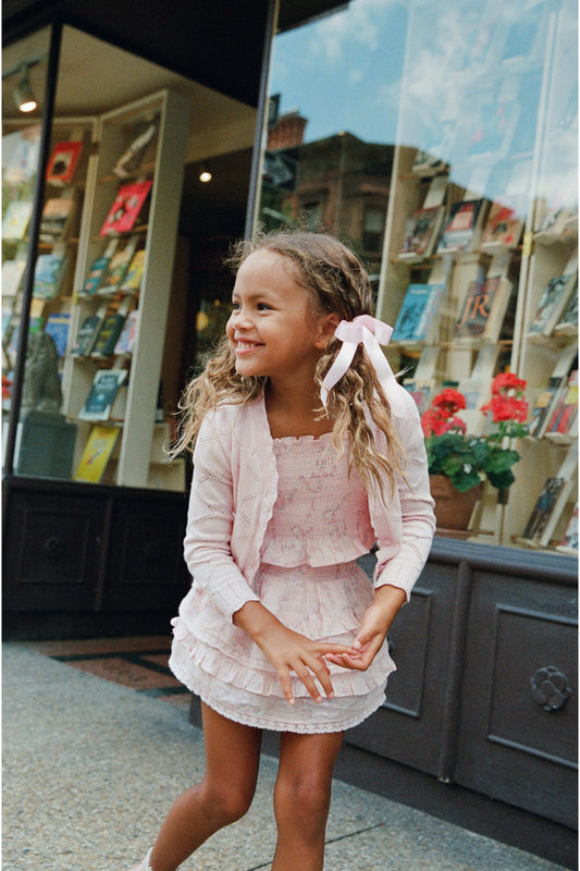 Girls Barlene Cotton Heart Argyle Cardigan