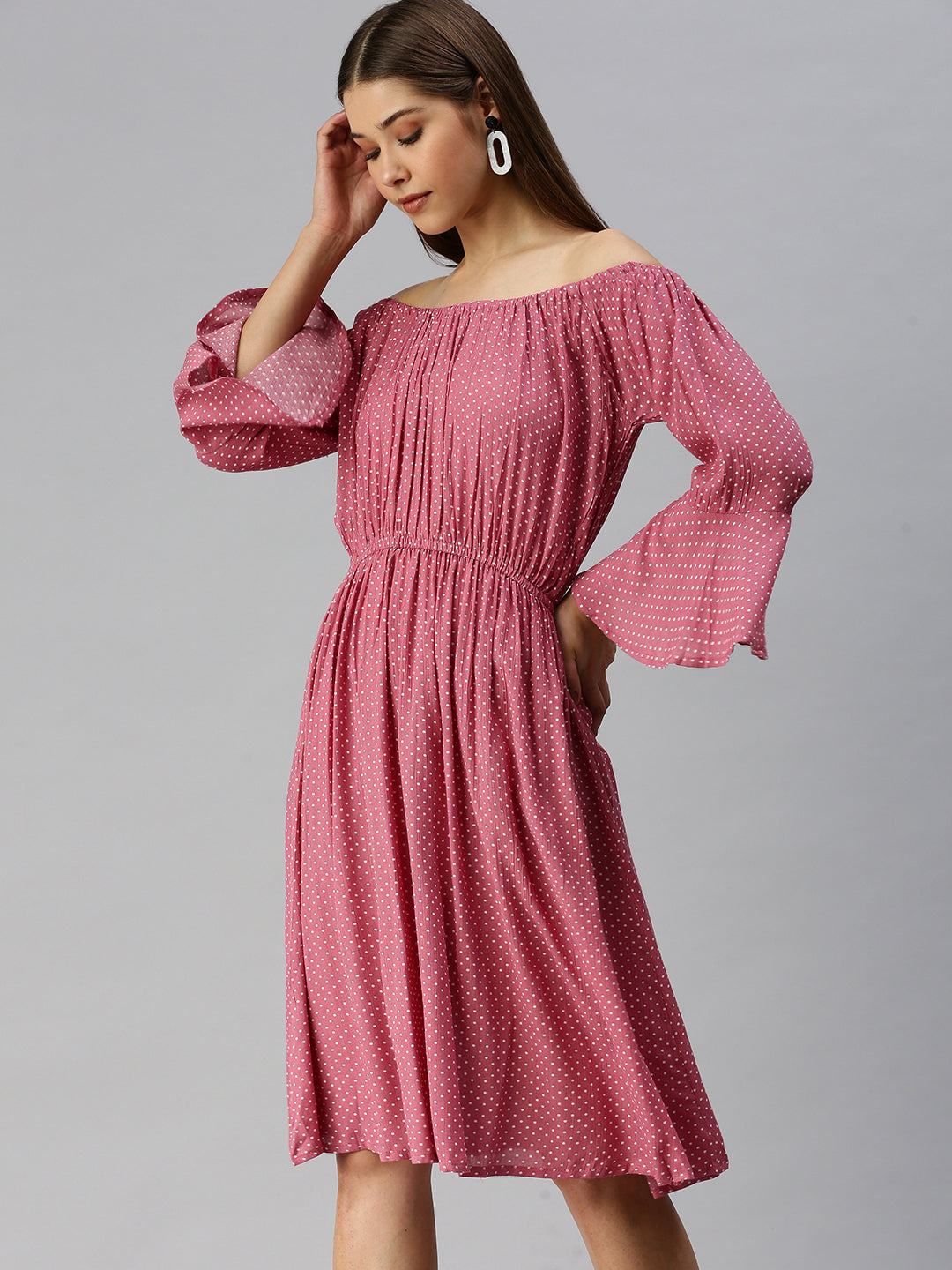 Women's Pink Off-Shoulder Dress
