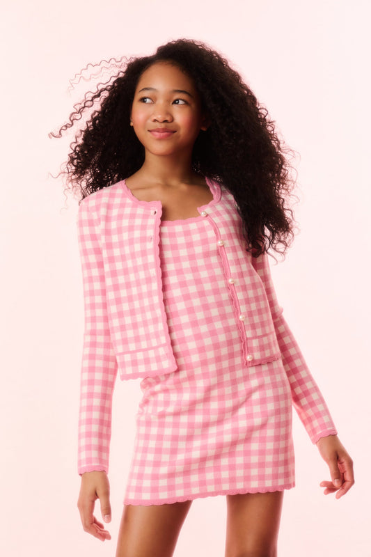 Girls Alhambra Checkered Knit Jacket