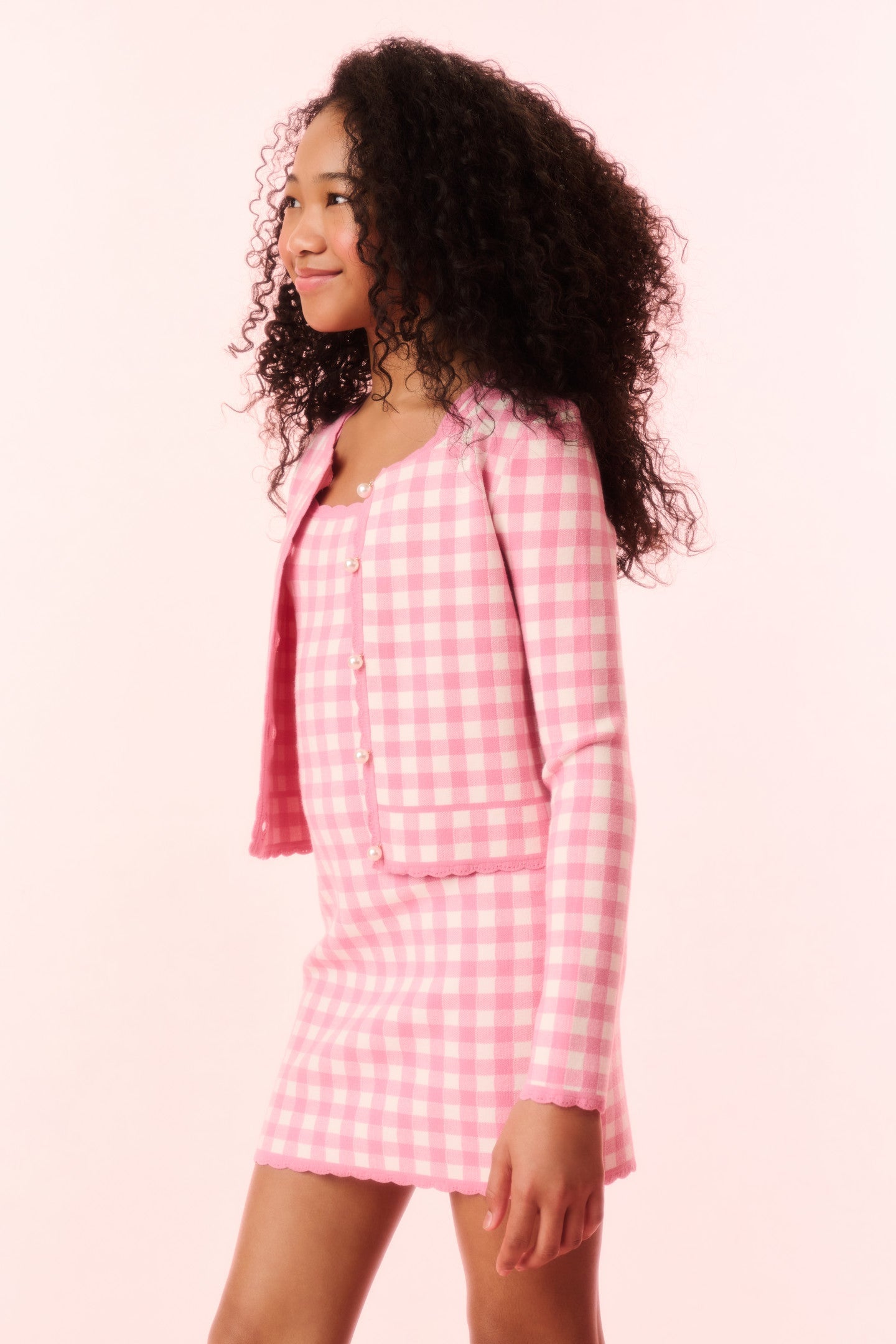 Girls Alhambra Checkered Knit Jacket