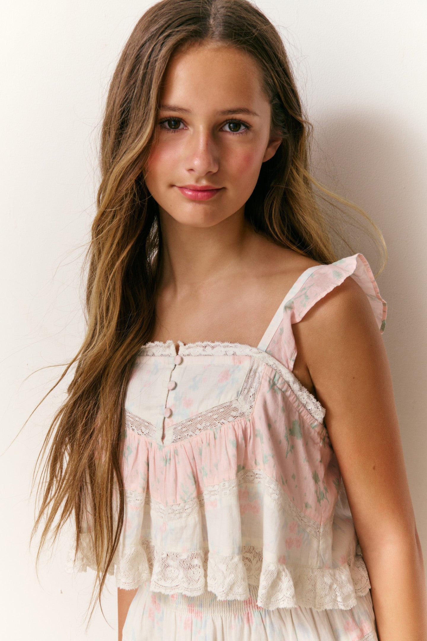Girls Kiama Mixed Print Top