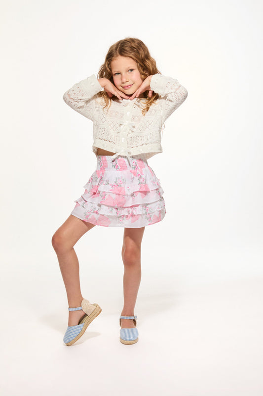 Girls Billie Upcycled Cotton Skirt - ROSE PINK MINT