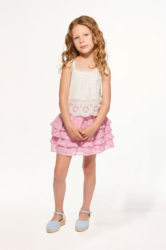 Girls Billie Upcycled Cotton Skirt - VOILA PINK