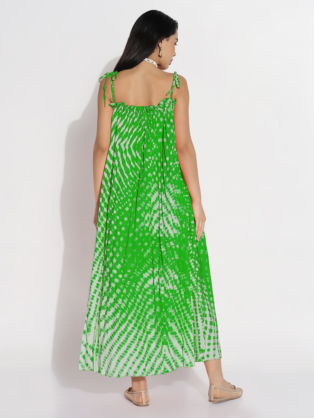 Women's Green Dyed A-Line Dress