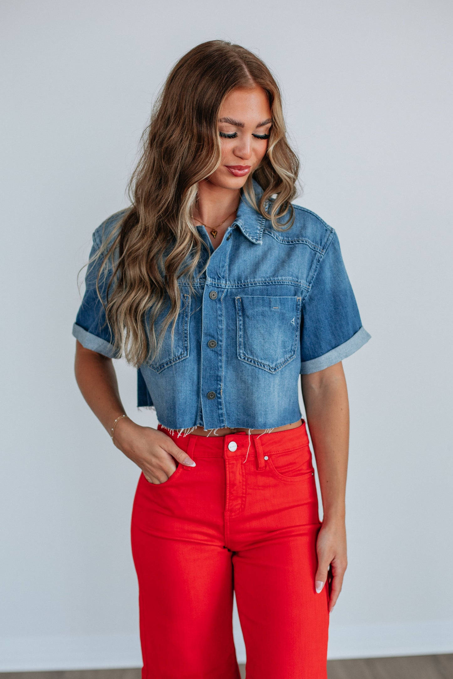 Abbey Hidden Denim Top