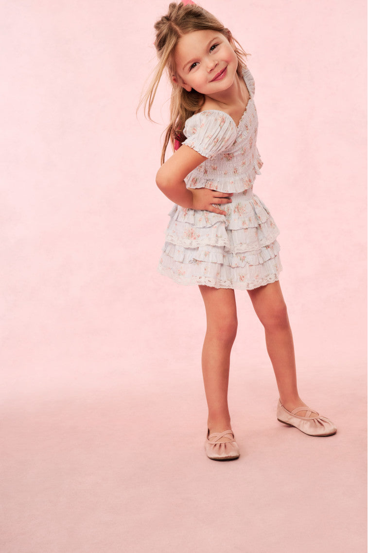 Girls Fabielle Blue Floral Top