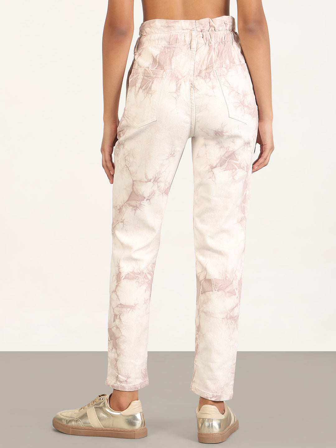 Women's Solid Brown Mom Fit Jeans