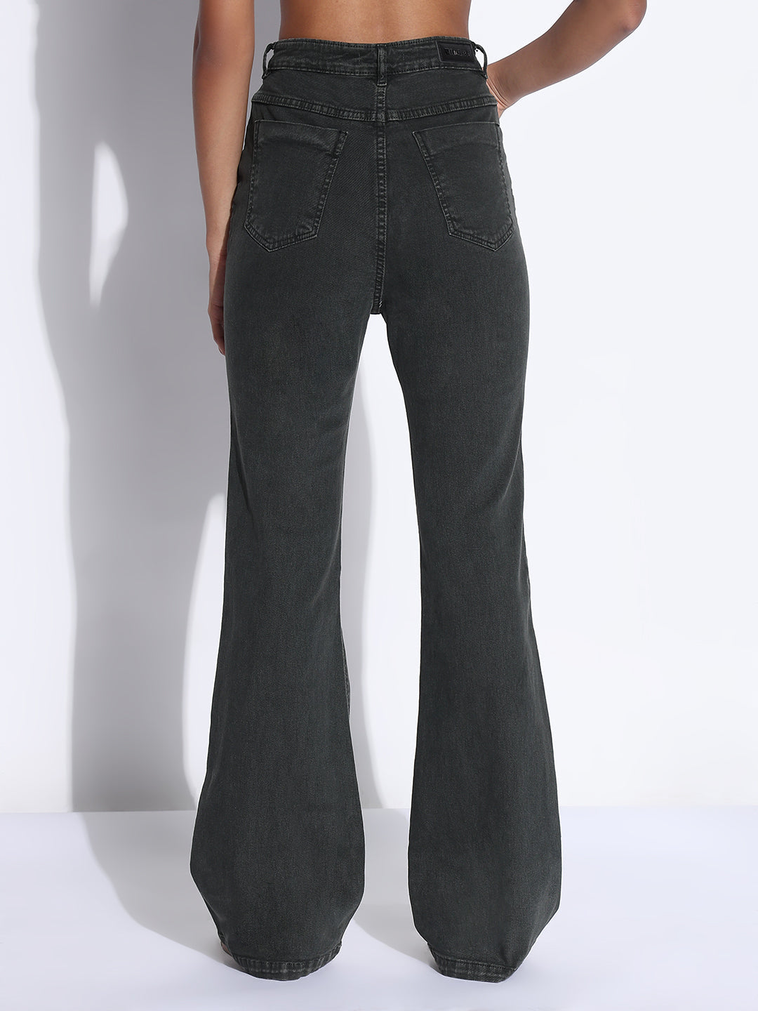 Women's Solid Olive Bootcut Jeans