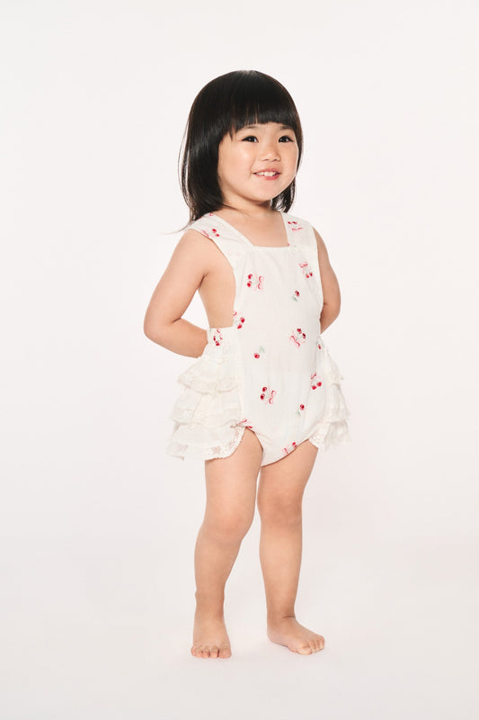 Baby Lindy Cherry Ruffle Pinafore
