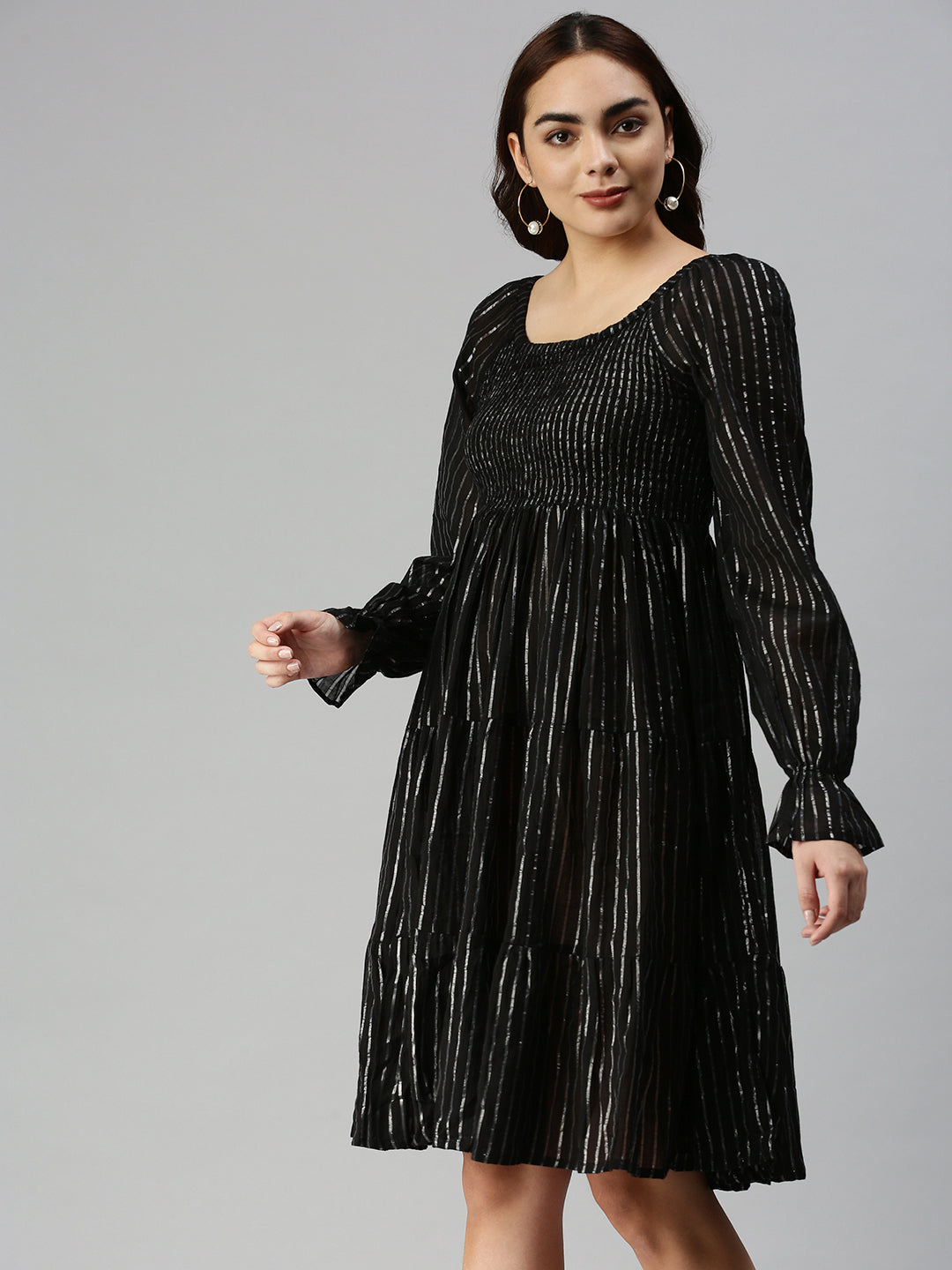 Women's Black Jacquard Dress