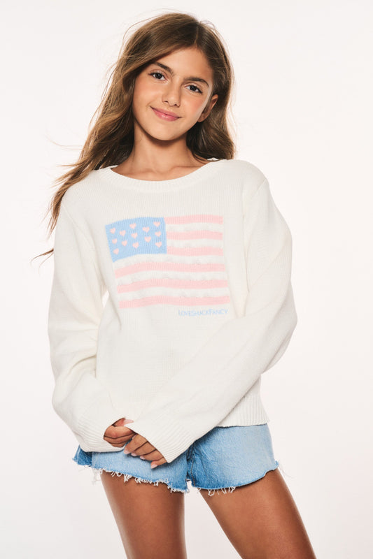 Girls Viennetta Cotton Flag Sweater - IVORY DREAMS