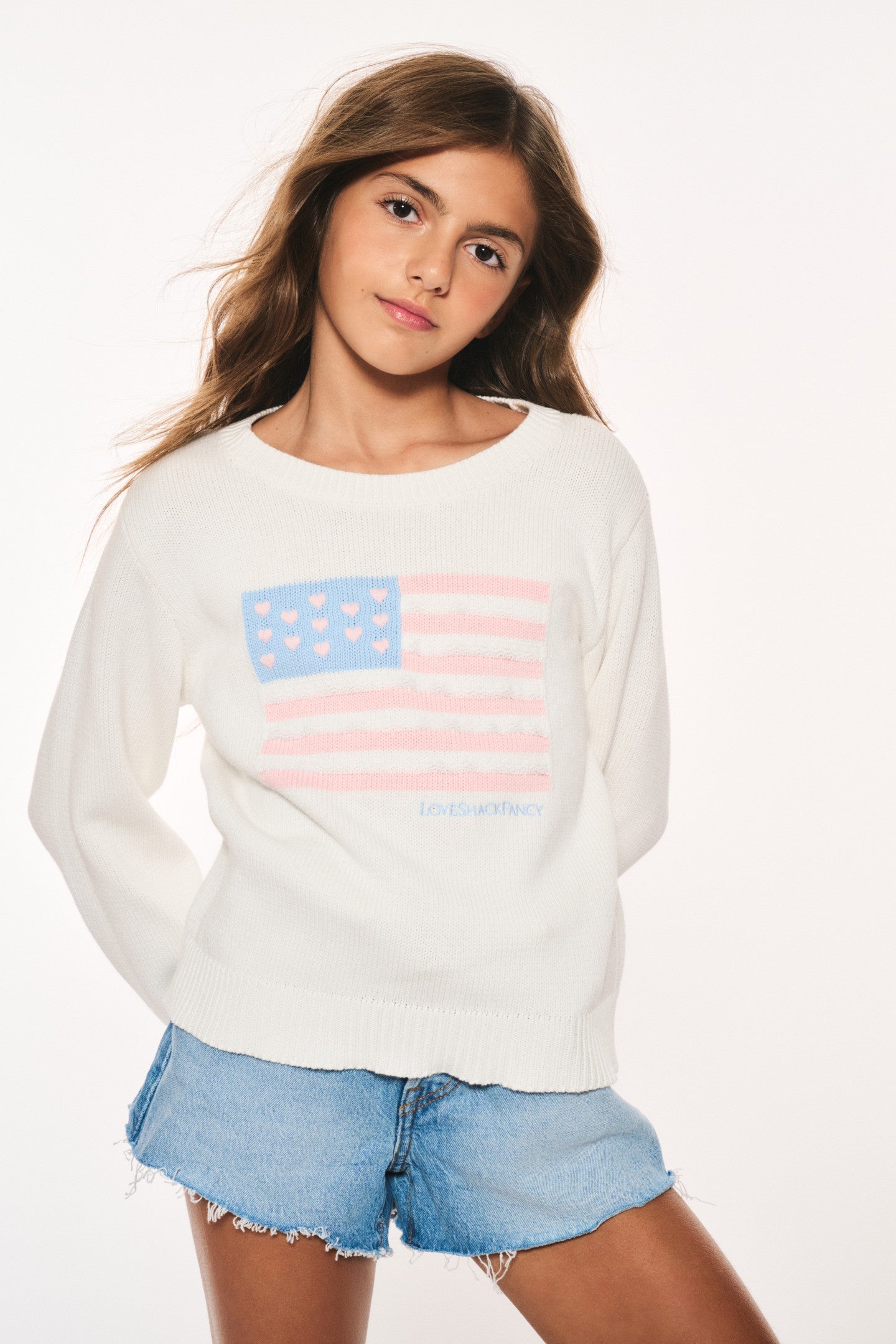 Girls Viennetta Cotton Flag Sweater - IVORY DREAMS