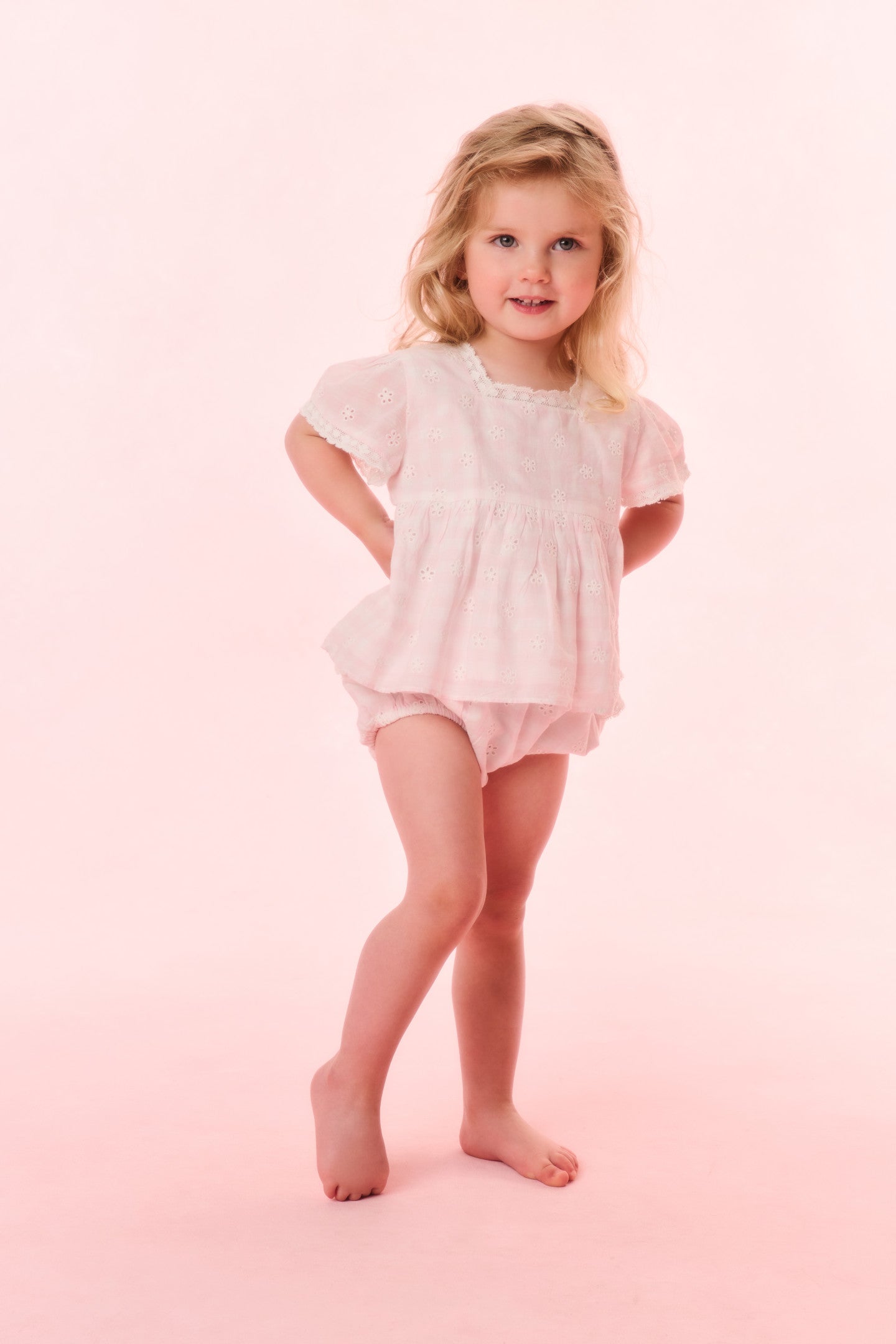 Baby Nalina Gingham Eyelet Bloomer