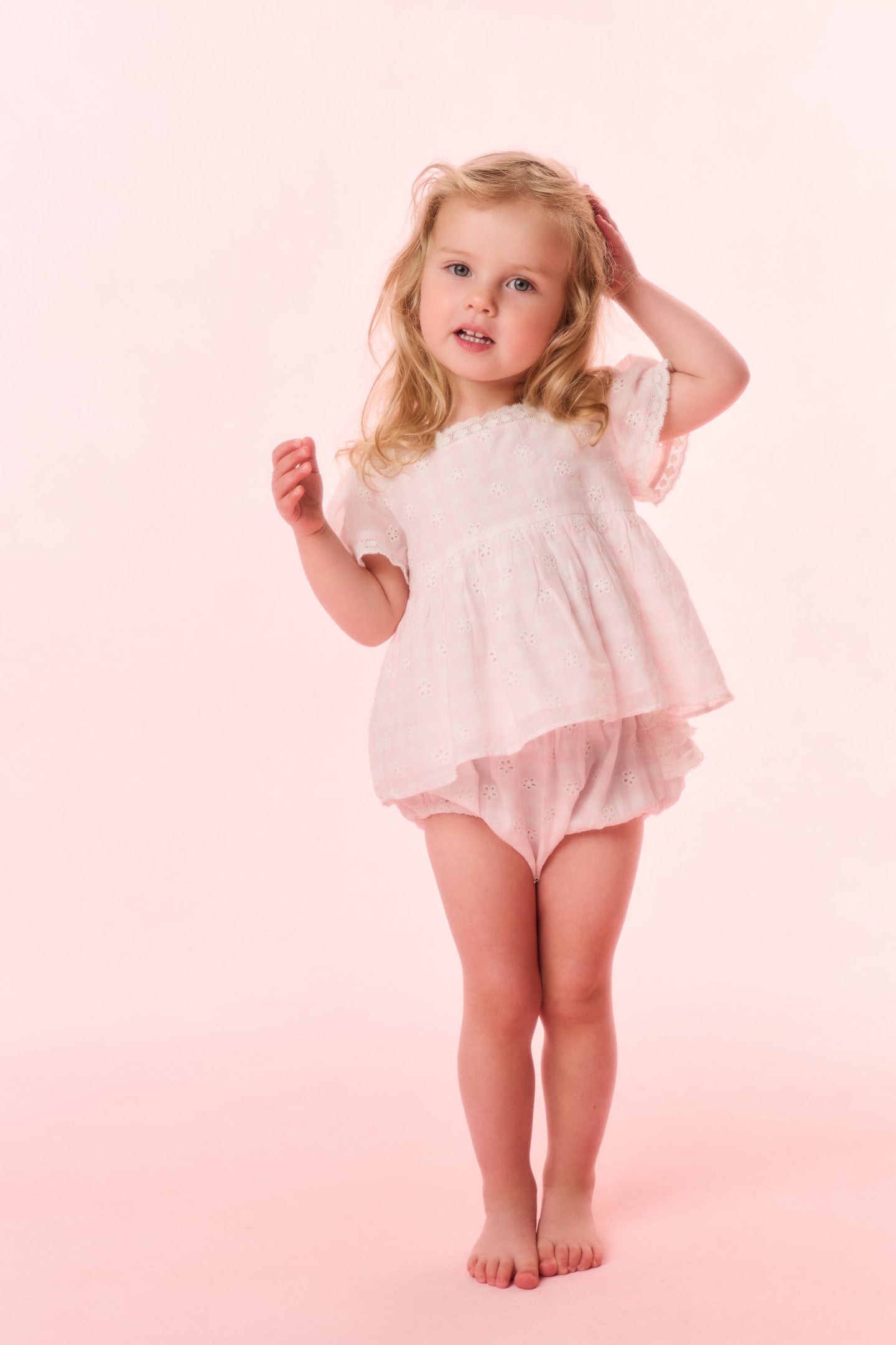 Baby Nalina Gingham Eyelet Bloomer